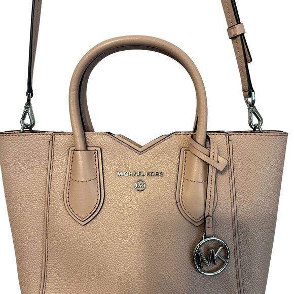 Michael Kors Small Pebbled Leather Dusty Pink Crossbody Tote Bag Purse Messenger - Picture 4 of 15